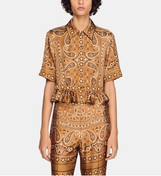 Chemise courte à imprimé bandana - Sandro - Marron et noir