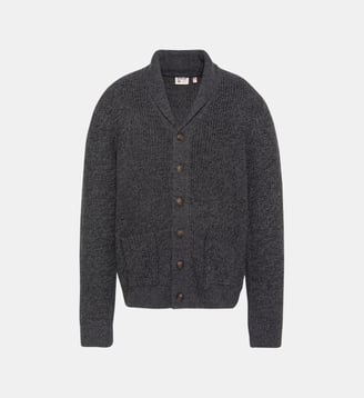 Cardigan en maille côtelée à col châle - Schott - Anthracite