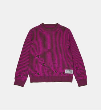 Pull en laine côtelée avec cassures - MM6 Maison Margiela - Violette