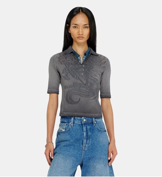 Polo slim avec imprimé dévoré - Diesel - Gris