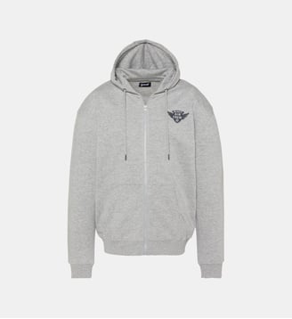 Sweatshirt zippé à capuche army - Schott - Gris chine