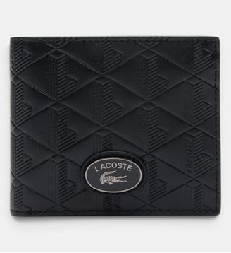 Portefeuille monogramme moyen en cuir - Lacoste - Noir