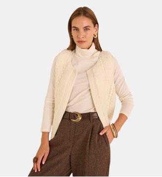 Gilet Écru Sans Manches En Laine Mélangée Arno Maison 123