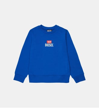 Sweat-shirt à col rond avec logo - Diesel Kids - Bluette brillante