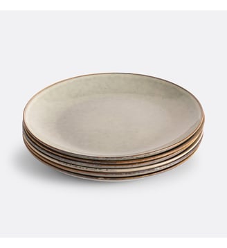 Lot de 6 assiettes plates en grès - La Redoute Interieurs - Écru