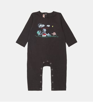 Combinaison bébé avec imprimé devant - Marni - Gris foncé