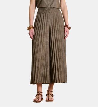 Pantalon plissé en jean taille élastiquée - La Fée Maraboutée - Kaki