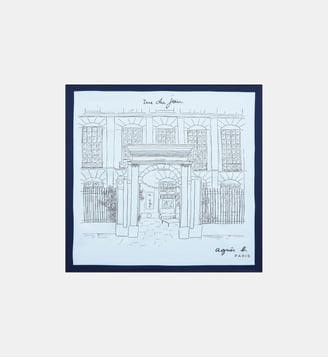 bandana Rue du Jour en coton rouge garance - Agnès b. - Bleu assouan