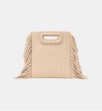 Sac M mini en cuir surpiqué - Maje - Crème