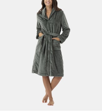 Robe de chambre en peluche flanelle ESSENTIEL H51B - Lingerie Le Chat - Vert