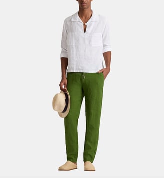 Pantalon en lin uni coupe droite - Vilebrequin - Militaire