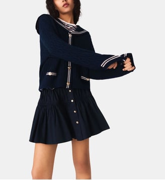 Cardigan torsadé avec col bateau - Maje - Marine