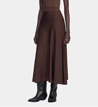 Jupe longue effet transparent - Sandro - Marron
