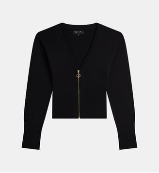 mini cardigan Jokari en jersey de coton blanc - Agnès b. - Noir