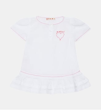 Robe courte avec logo et cœur brodé - Marni - Blanc