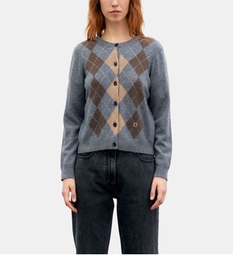Gilet en laine à losanges - RELY - Gerard Darel - Gris chine