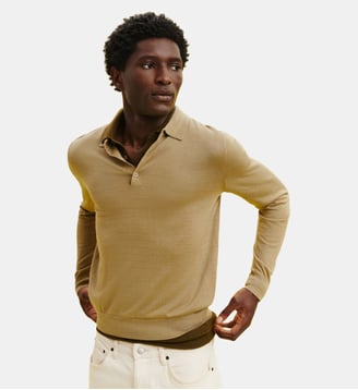 Polo en maille fluide - Bompard - Beige cendré