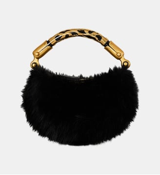 Sac Ebene Mini en fausse fourrure - Balmain - Noir