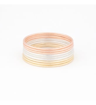 Set de 15 bracelets fins effet sablé - Balaboosté - Doré