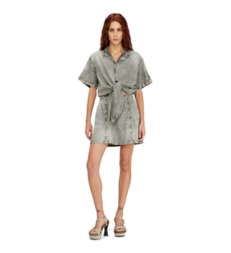 Robe en denim avec rayures athlétiques - Diesel - Gris