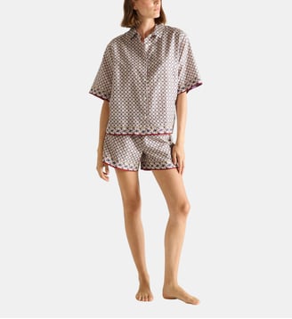 Pyjama col classique en satin, Marina - Laurence Tavernier - Bleu