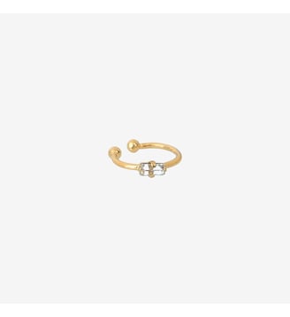 Bague d'oreille dorée noir diamant - BAGUETTE - Caroline Najman - Cristal blanc