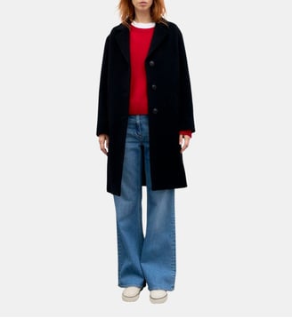 Manteau droit en laine et angora - AELIS - Gerard Darel - Noir
