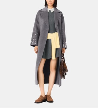 Manteau long double face et strass - Maje - Gris