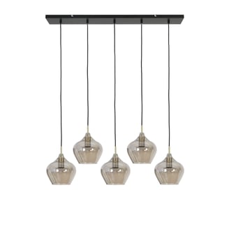 Suspension Rakel verre et laiton H21,5 cm - Light & Living - Bronze antique
