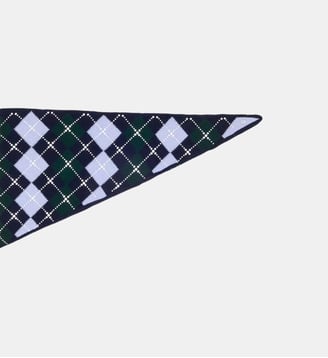 Foulard triangle argyle en laine - Maje - Marine