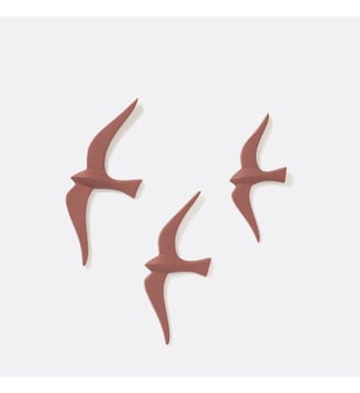 Lot de 3 décorations murales oiseaux - La Redoute Interieurs - Terre de sienne