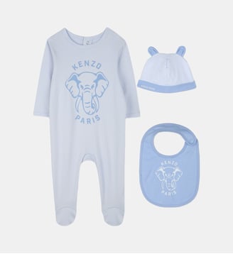 Ensemble pyjama + bonnet + bavoir - Kenzo Kids - Ciel
