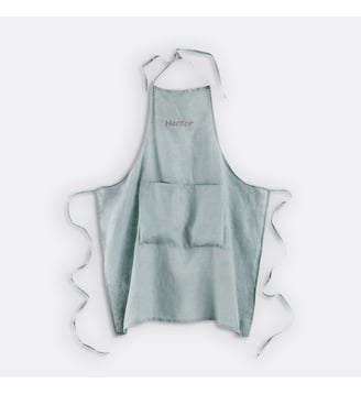 Tablier personnalisé lin lavé - La Redoute Interieurs - Bleu grisé