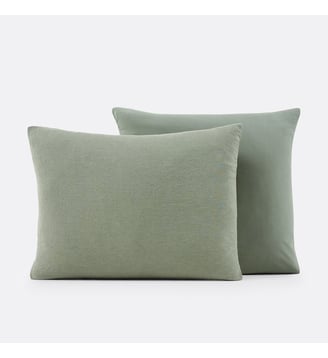 Taie d'oreiller biface lin et coton lavés - La Redoute Interieurs - Eucalyptus