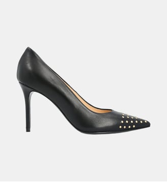Escarpin clous diane - cuir lisse - Colisée Paris - Noir