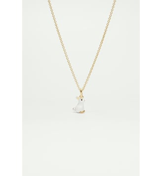 Collier pendentif lapin et perle - Les Néréides - Blanc