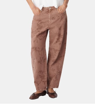 Jean barrel motif fleurs 7/8e GABRIELLE - Ikks - Marron