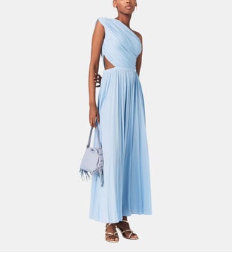 Robe longue plissée asymétrique - Maje - Bleu ciel