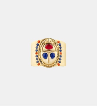 Bague réglable cabochon scarabé avec émail TREZOR - Hipanema - Doré