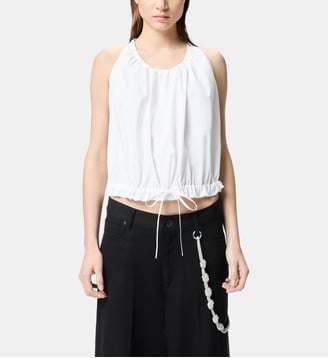Top ample sans manches en popeline - Pinko - Blanc