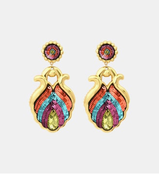 Boucles d'oreilles larges clips   - Angèle - Satellite - Orange et violet