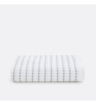 Serviette en coton nid d'abeille - La Redoute Interieurs - Blanc et vert de gris