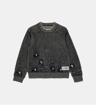 Pull en laine côtelée avec cassures - MM6 Maison Margiela - Noir