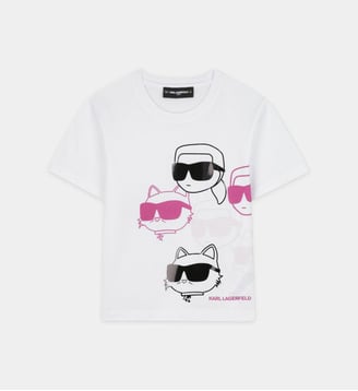 T-shirt à manches courtes - Karl Lagerfeld Kids - Blanc et rose
