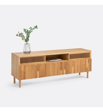 Meuble TV chêne et plaqué - La Redoute Interieurs - Chêne