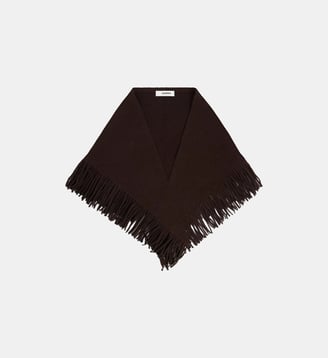 Foulard triangle en laine à franges - Sandro - Marron