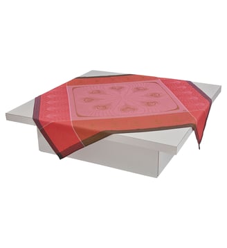 Petit Carré déco Cabaret 100% lin - Le Jacquard Francais - Rose flamingo