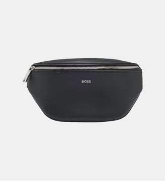 Sac ceinture grainé en cuir signature en métal - BOSS - Black