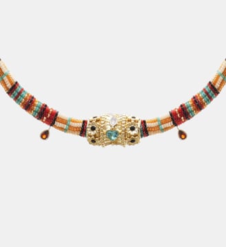 Collier perles tissées avec cabochon central POLINA - Hipanema - Bleu turquoise
