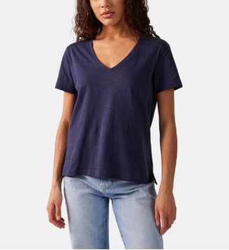 T-shirt col V femme en coton Sonia - Jott - Marine